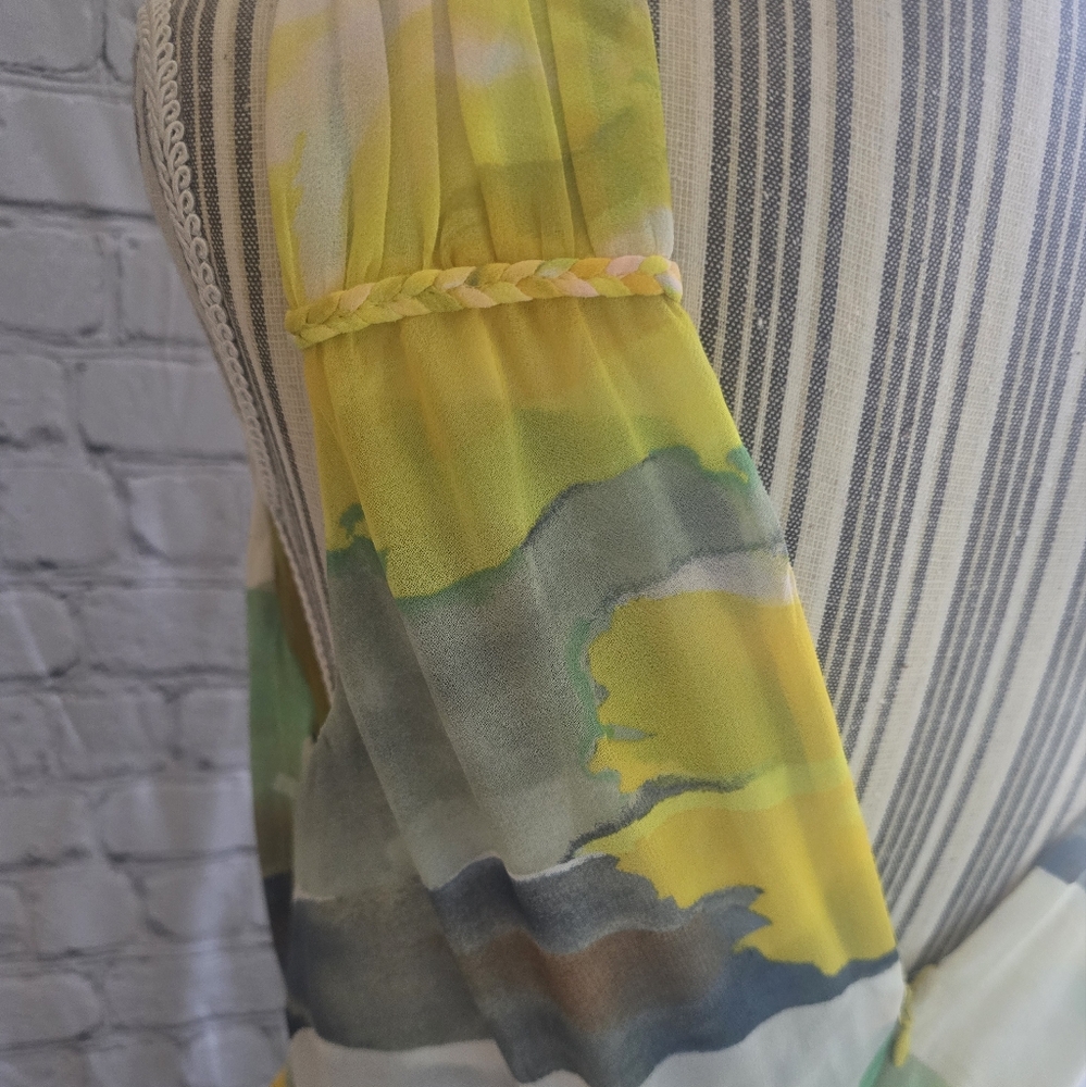 White House Black Market Yellow and Gray Tiered Maxi Dress - Picture 6 of 6